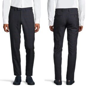 NEW Soul of London Fancy Check Trousers Blue Plaid‎ Size 39 Regular Dress Pants